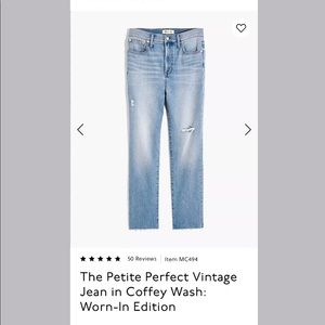 Madewell perfect vintage jeans
